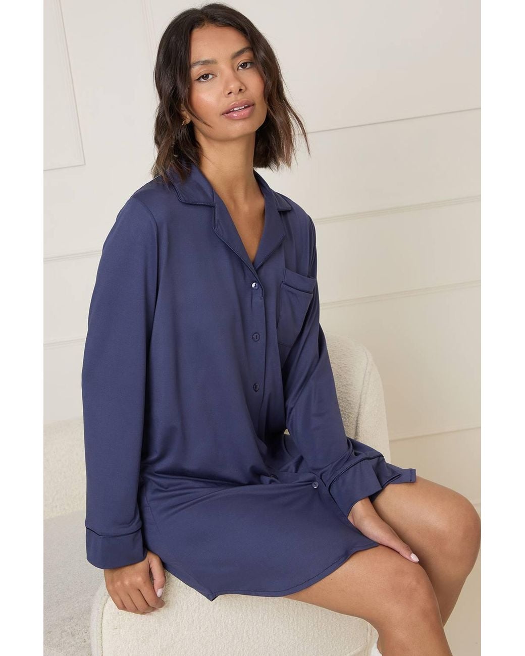 Dorothy Perkins Blue Nightwear Tipped Pyjama Shirt
