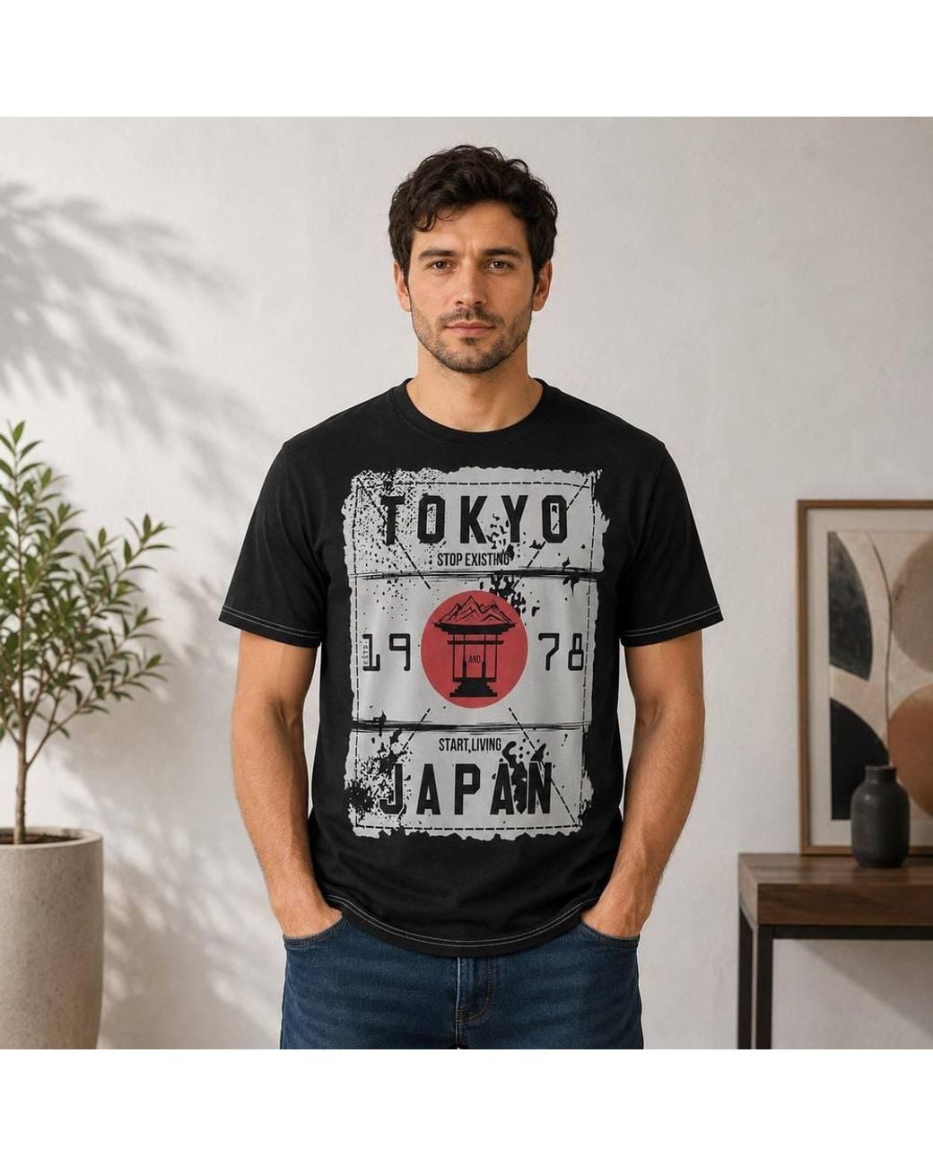 KAM Jeanswear Black Tokyo Japan Printed Tee For for men