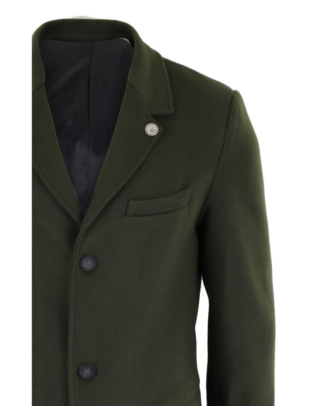 TruClothing Green 3/4 Long Wool Overcoat Peaky Blinders for men