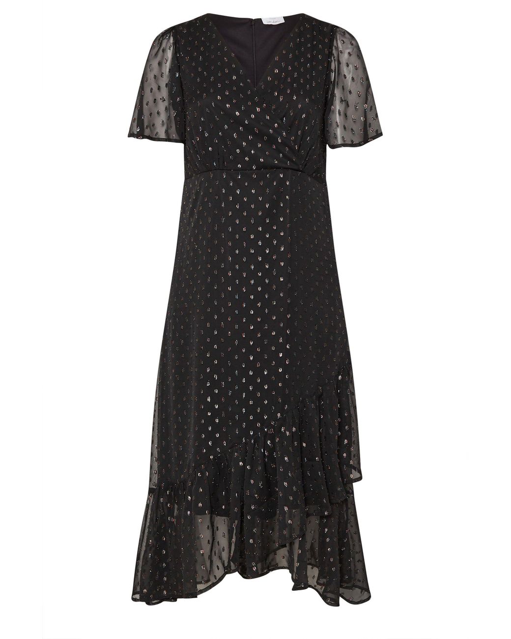 Yours Black Metallic Dobby Wrap Dress