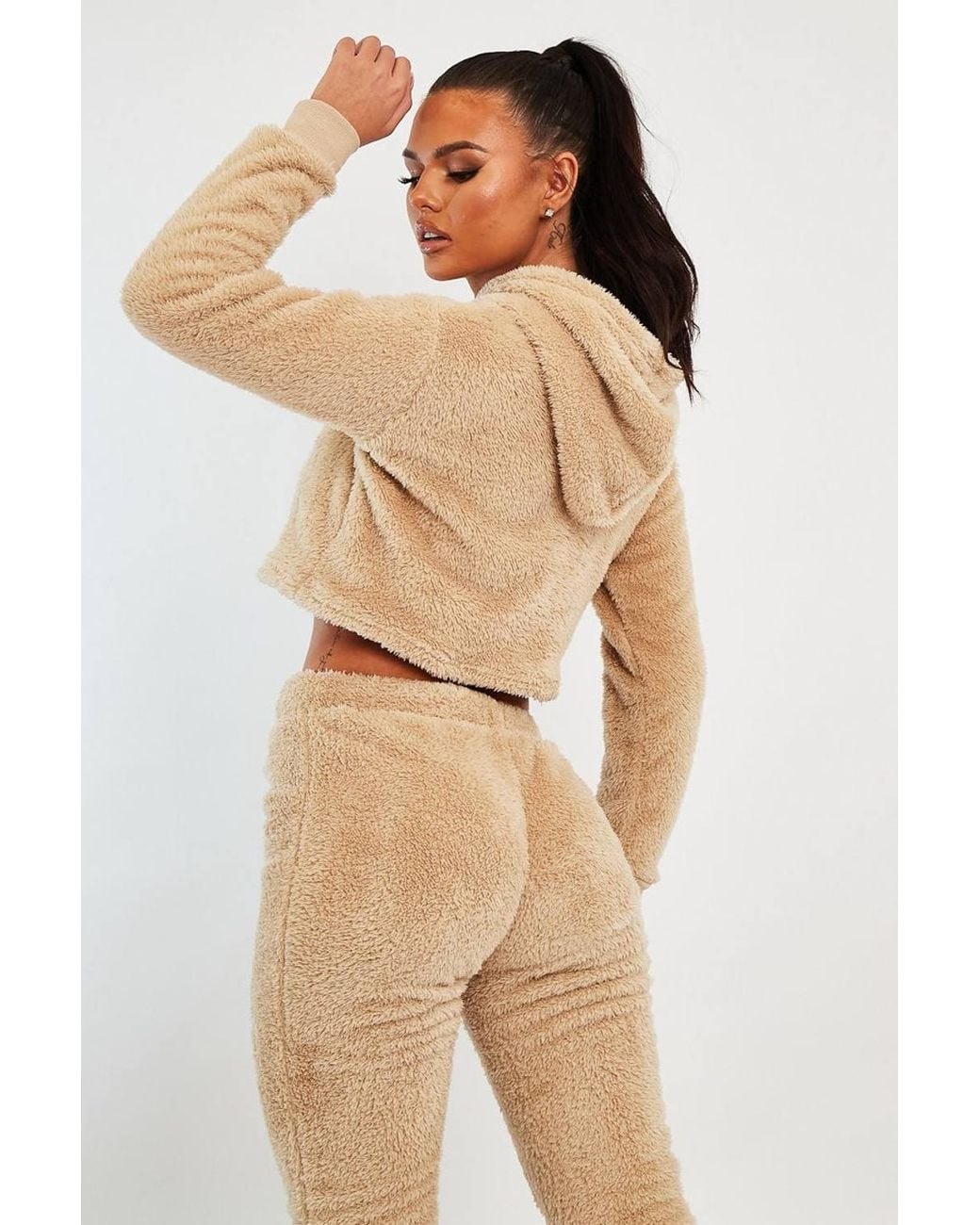 Rebellious Fashion Black Amyia Cropped Teddy Hoodie