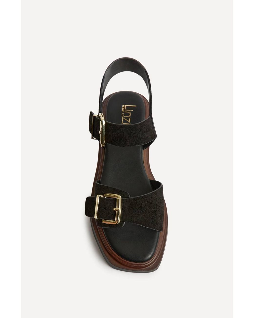 Linzi Black Source Wide Fit Flatform Sandals