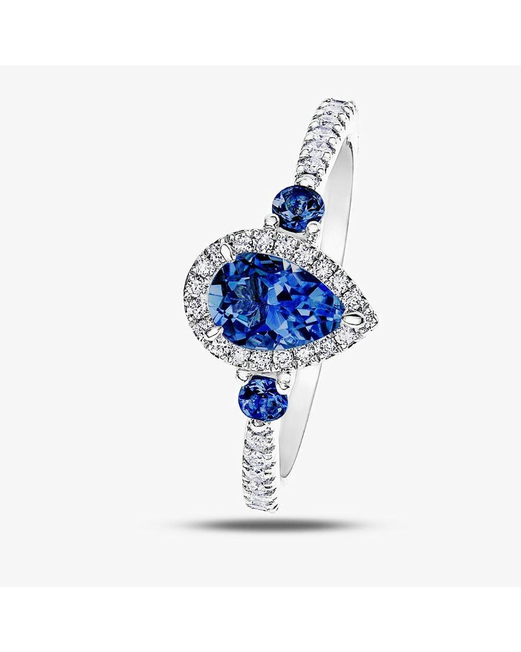 T.H.Baker Blue 9Ct Sapphire 0.42Ct Diamond Ring