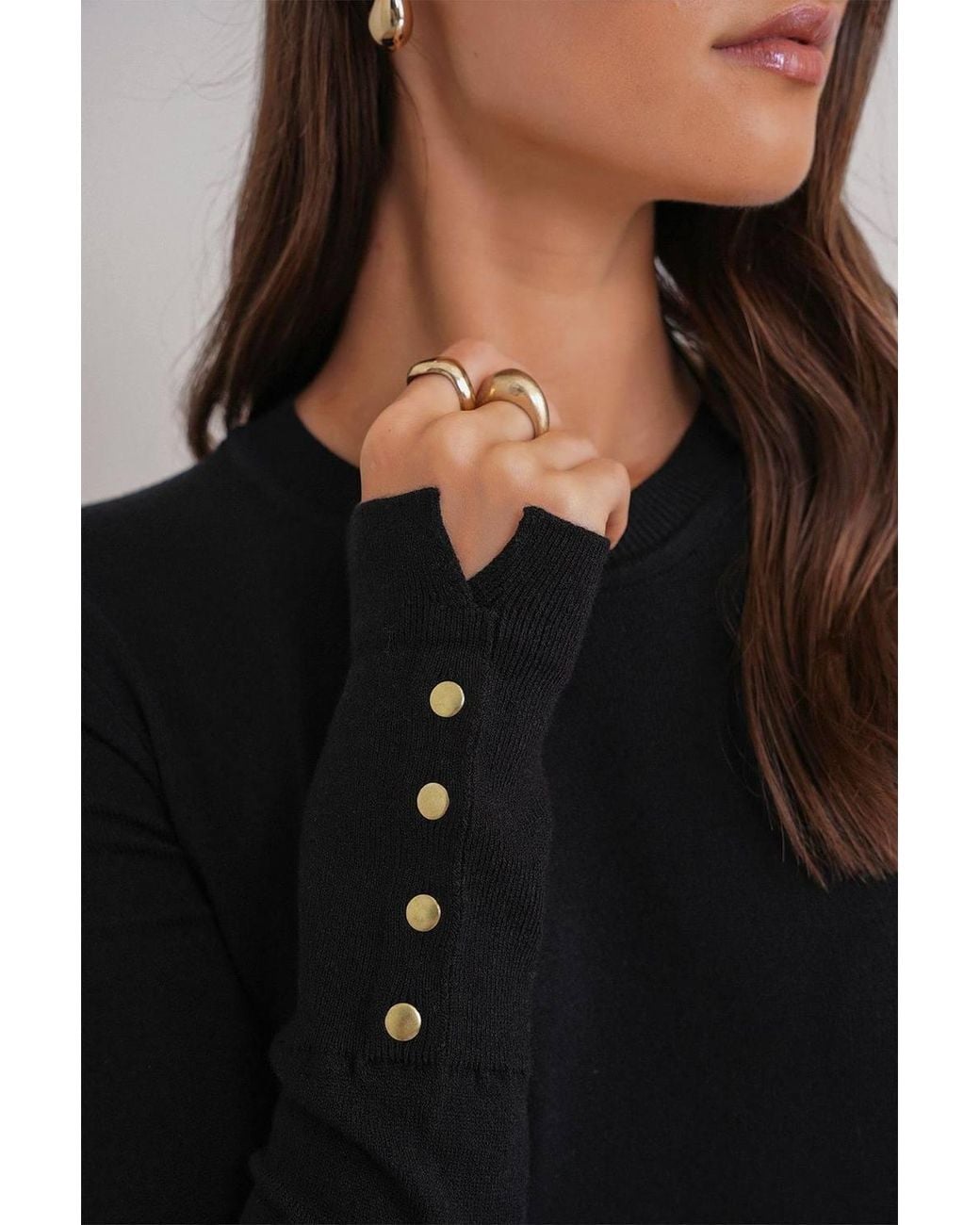 Hiccup Black Crew Neck Knit Sweater