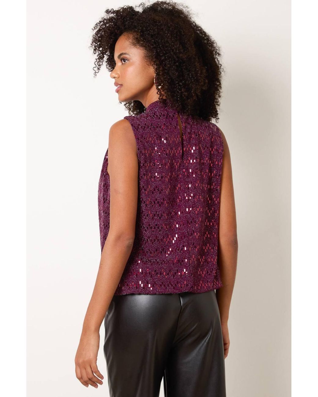 Blue Vanilla Purple Sleeveless Turtleneck Blouse