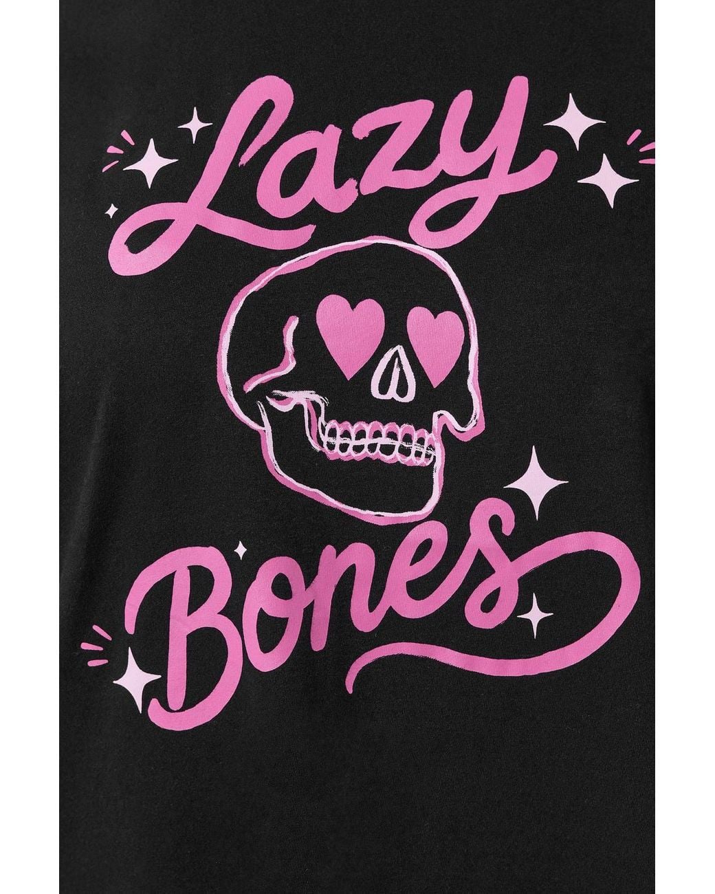 Yours Black 'Lazy Bones' Skull Pyjama Set