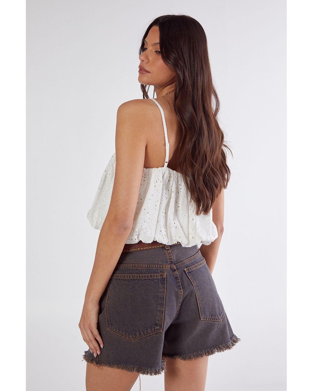 Nasty Gal White Broderie Puffball Cami Top
