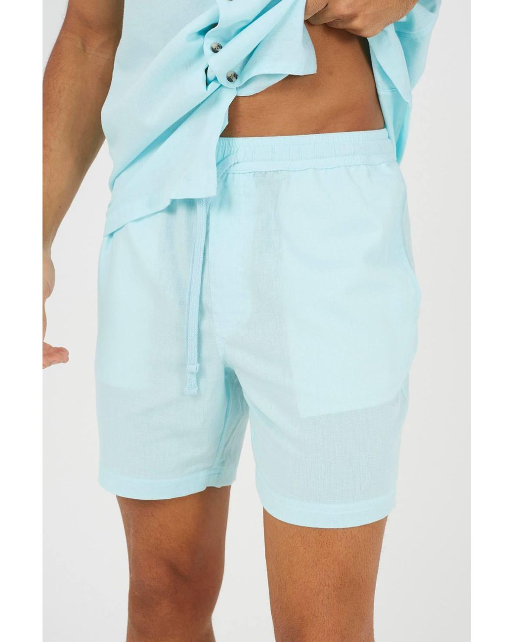 Brave Soul Blue Seersucker Shorts for men