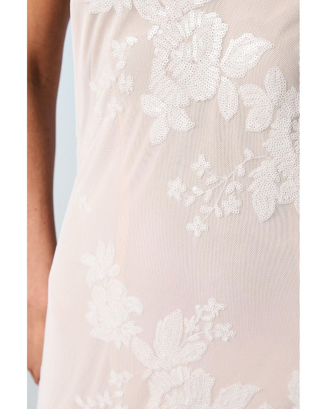 Coast White V Neck Embellished Mesh Cami Maxi Wedding Dress