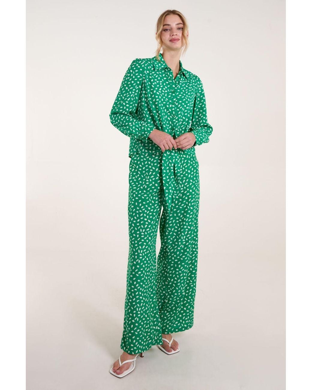 Blue Vanilla Green Abstract Polka Dot Oversized Shirt