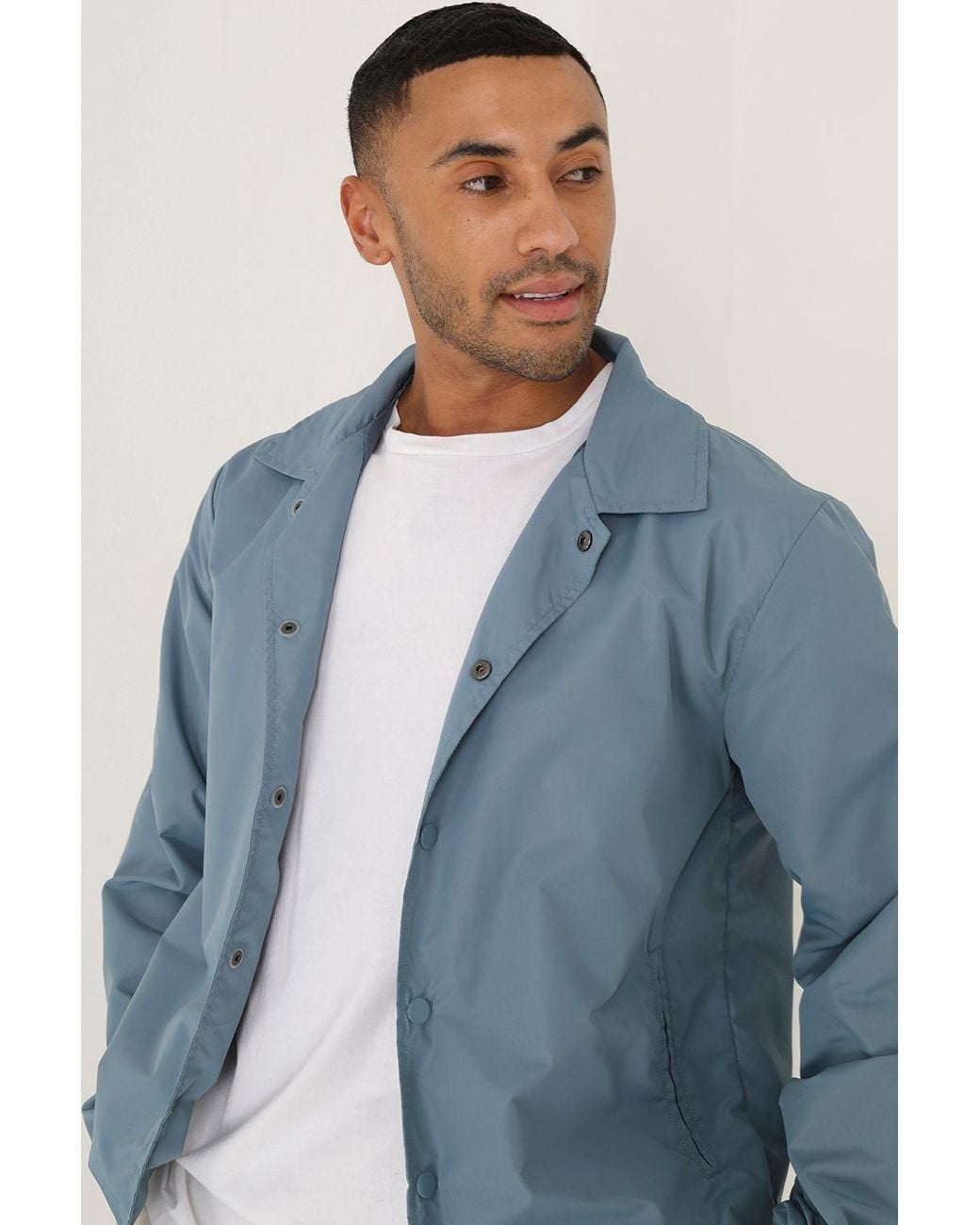 Brave Soul Blue Lightweight Coach Style Jacket for men
