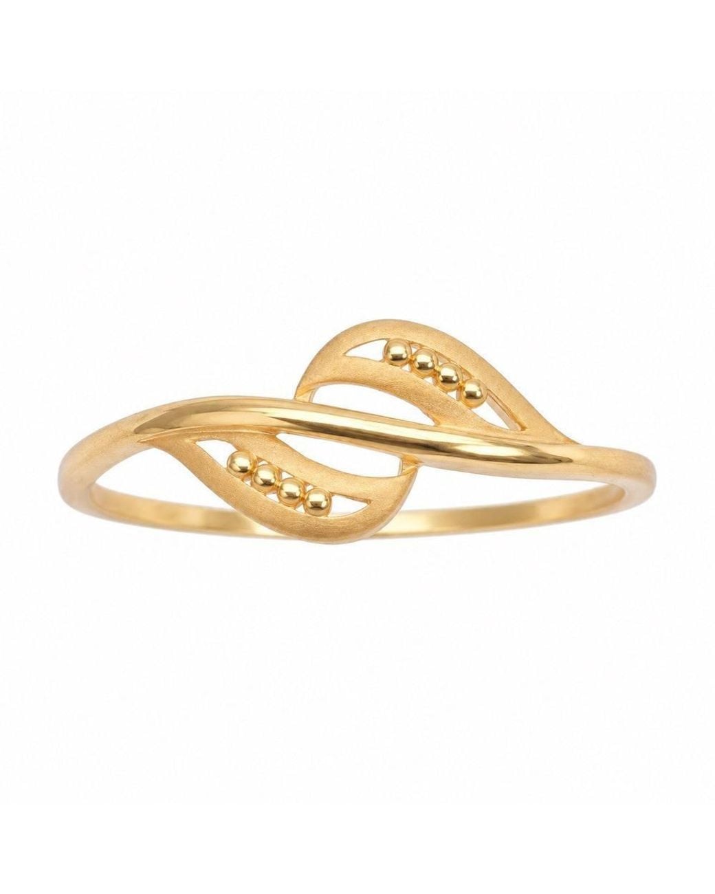 Raina Jewels Metallic 22Ct Crossover Leaf Ring Matte Finish Bead Detail