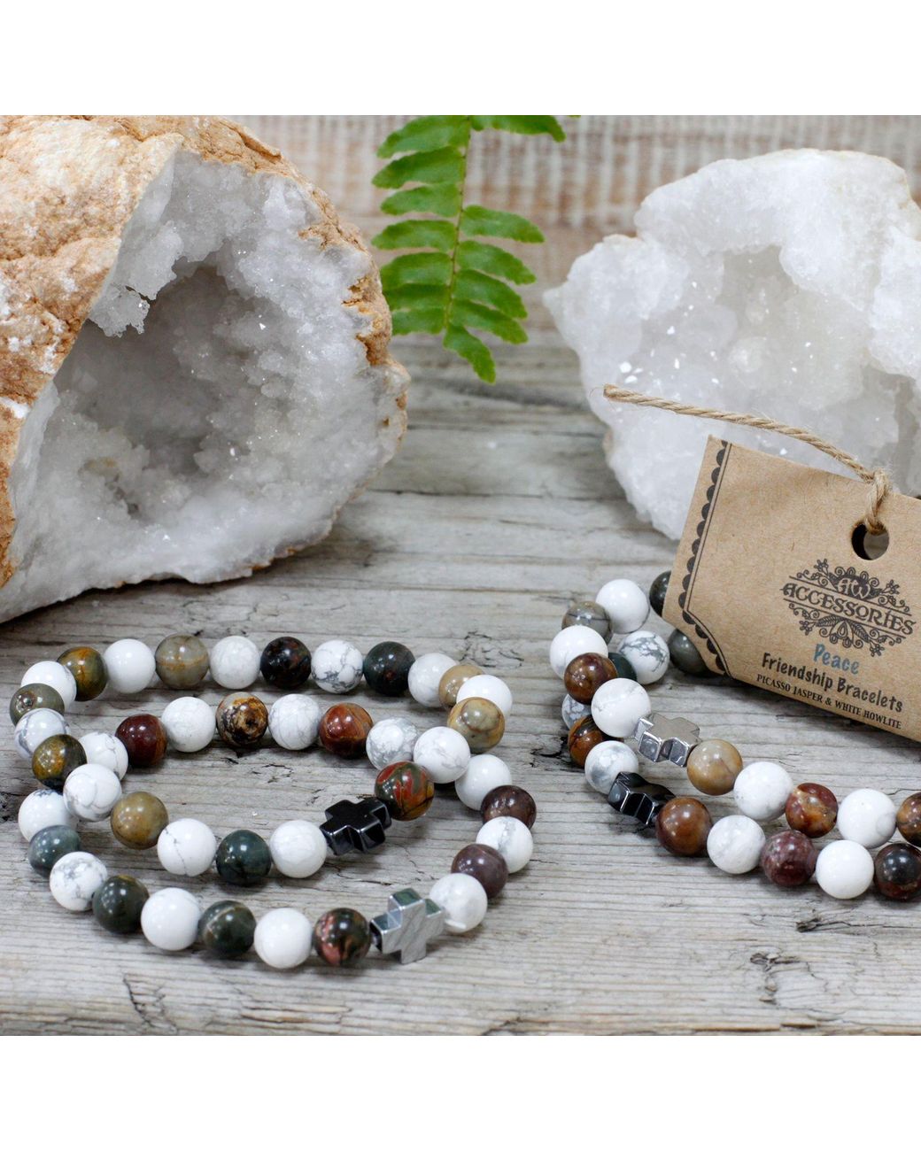 KDMD Metallic Set Of 2 Gemstones Friendship Bracelets