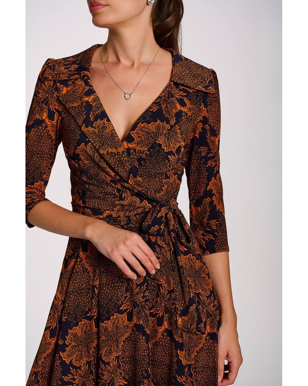 Jolie Moi Brown Wrap Front Jersey Maxi Dress