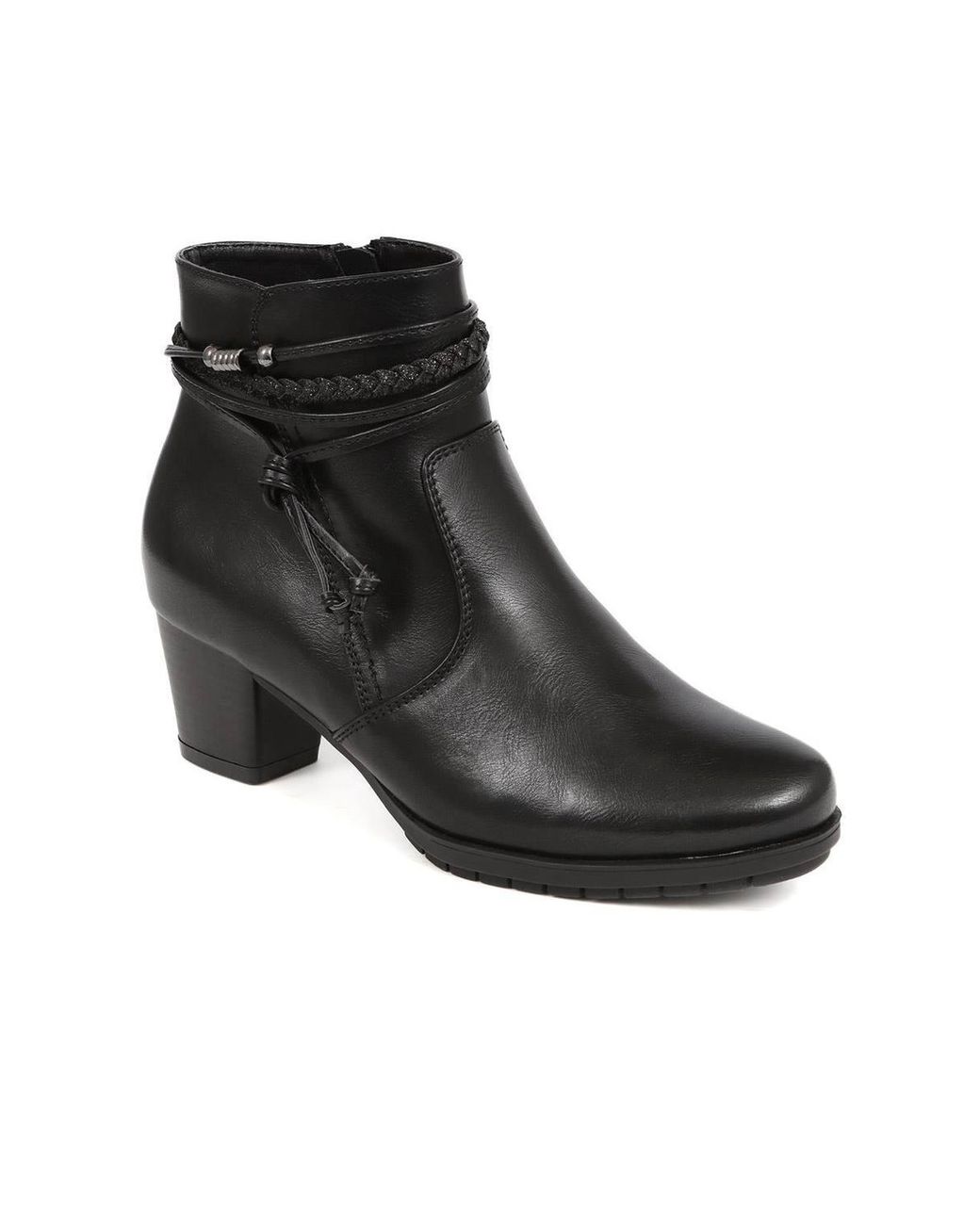 Pavers Black Lace-Detailed Heeled Ankle Boots