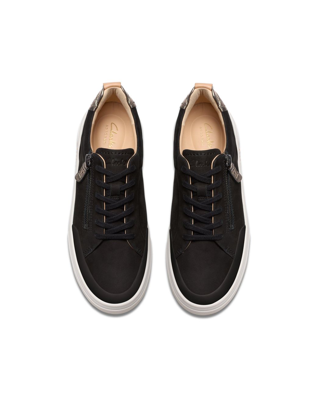 Clarks Black Hollyhock Zip Nubuck Trainers, Lace Up