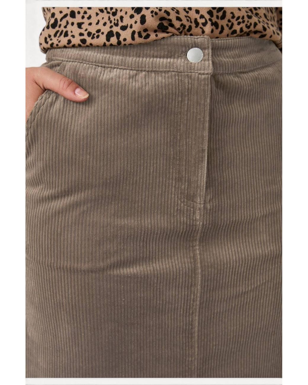 DAMART Brown Cotton Rich Cord Skirt