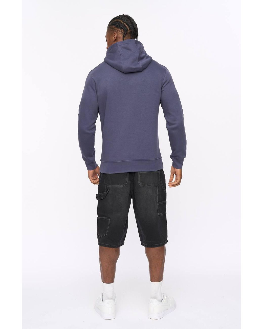 Crosshatch Blue Hallfell Overhead Hoodie With Bold Chest Branding for men