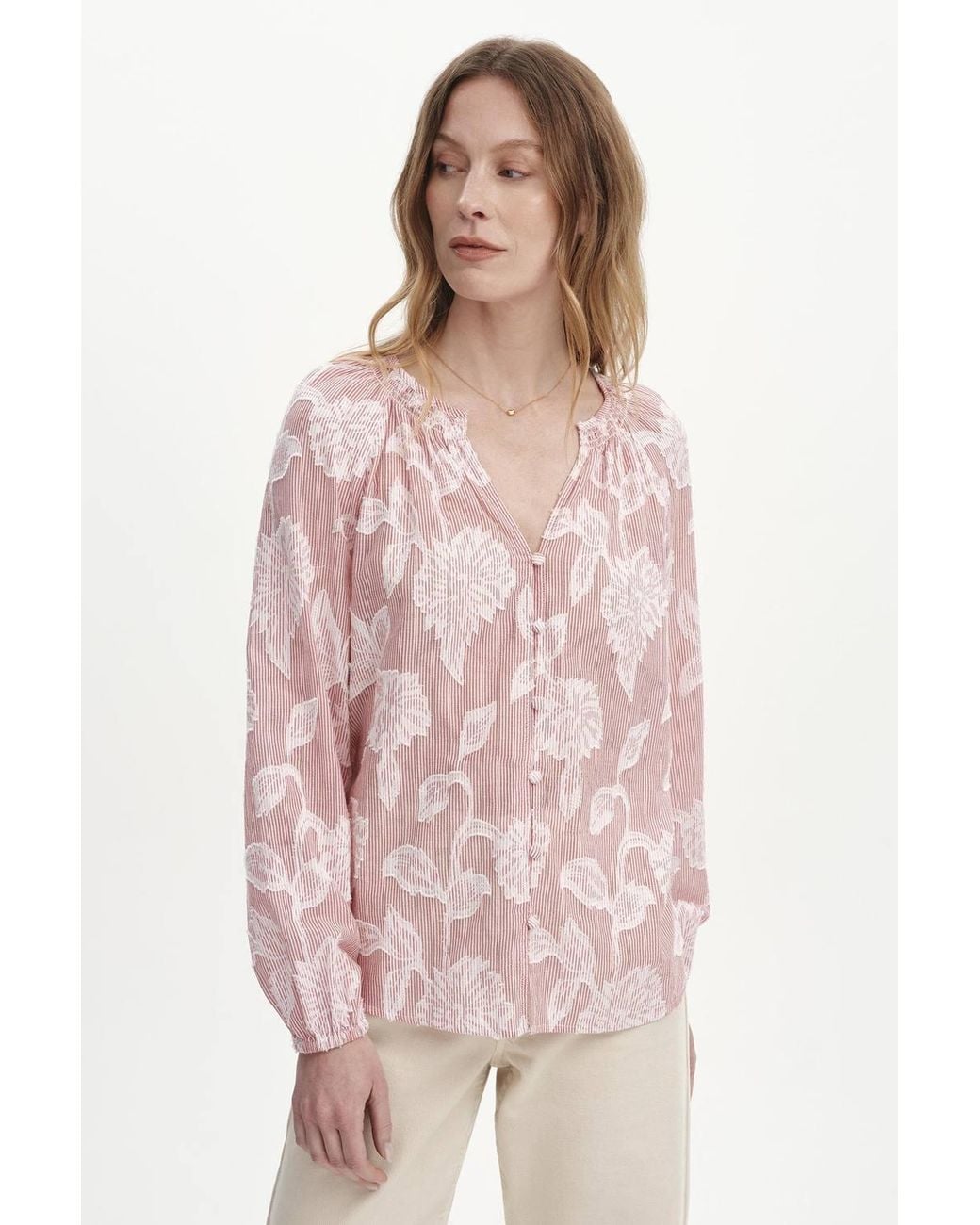 Finery London Pink Ivie Button Through Long Sleeve Blouse