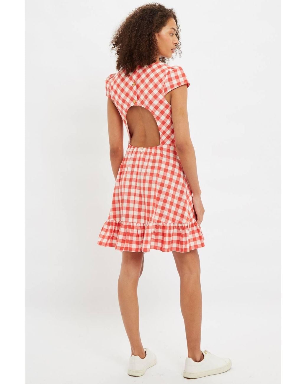 Louche Red Kare Picnic Check Cap Sleeve Mini Dress