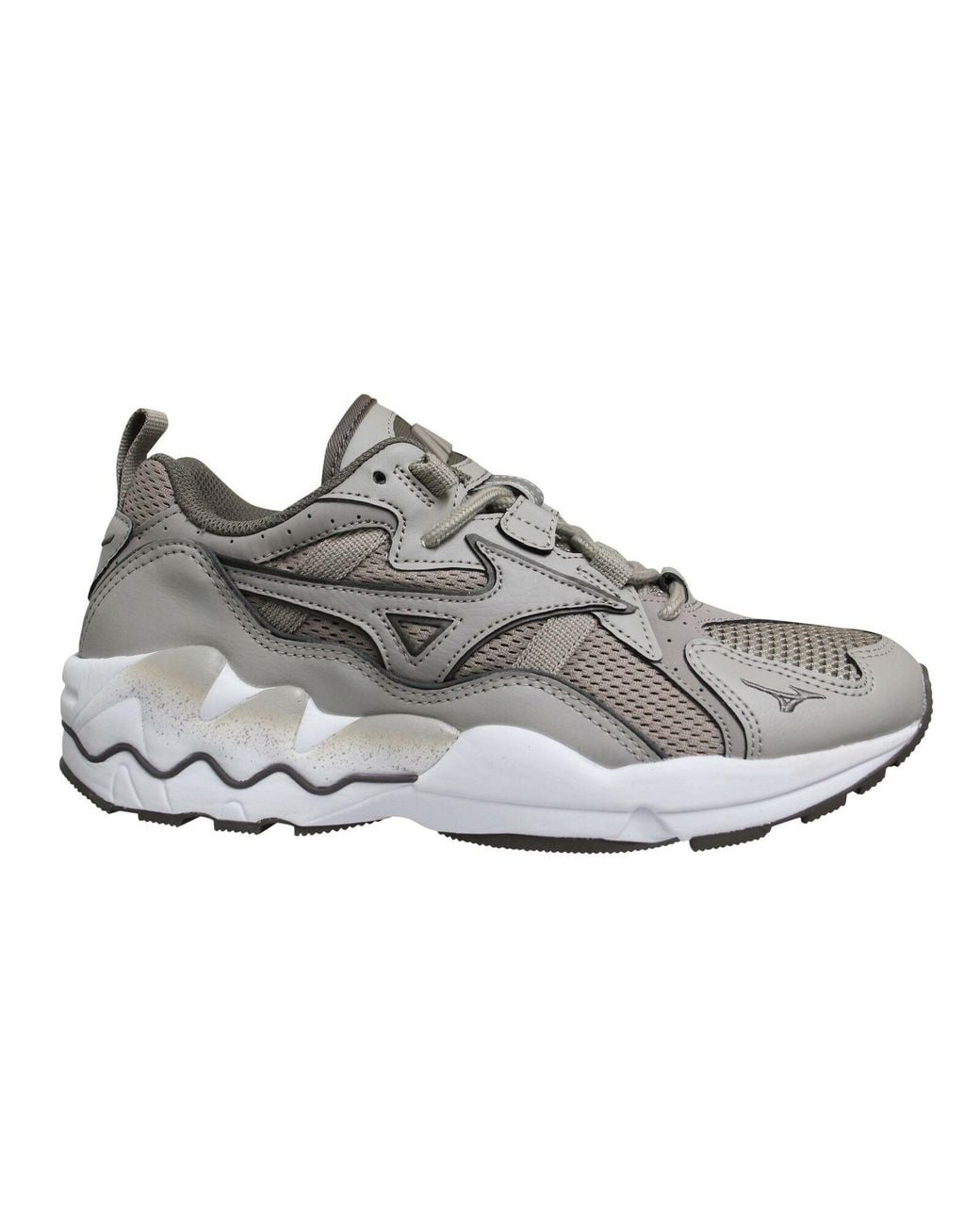 Mizuno Gray Sport Style Wave Rider 1 Taupe Lace Up Running Trainers for men