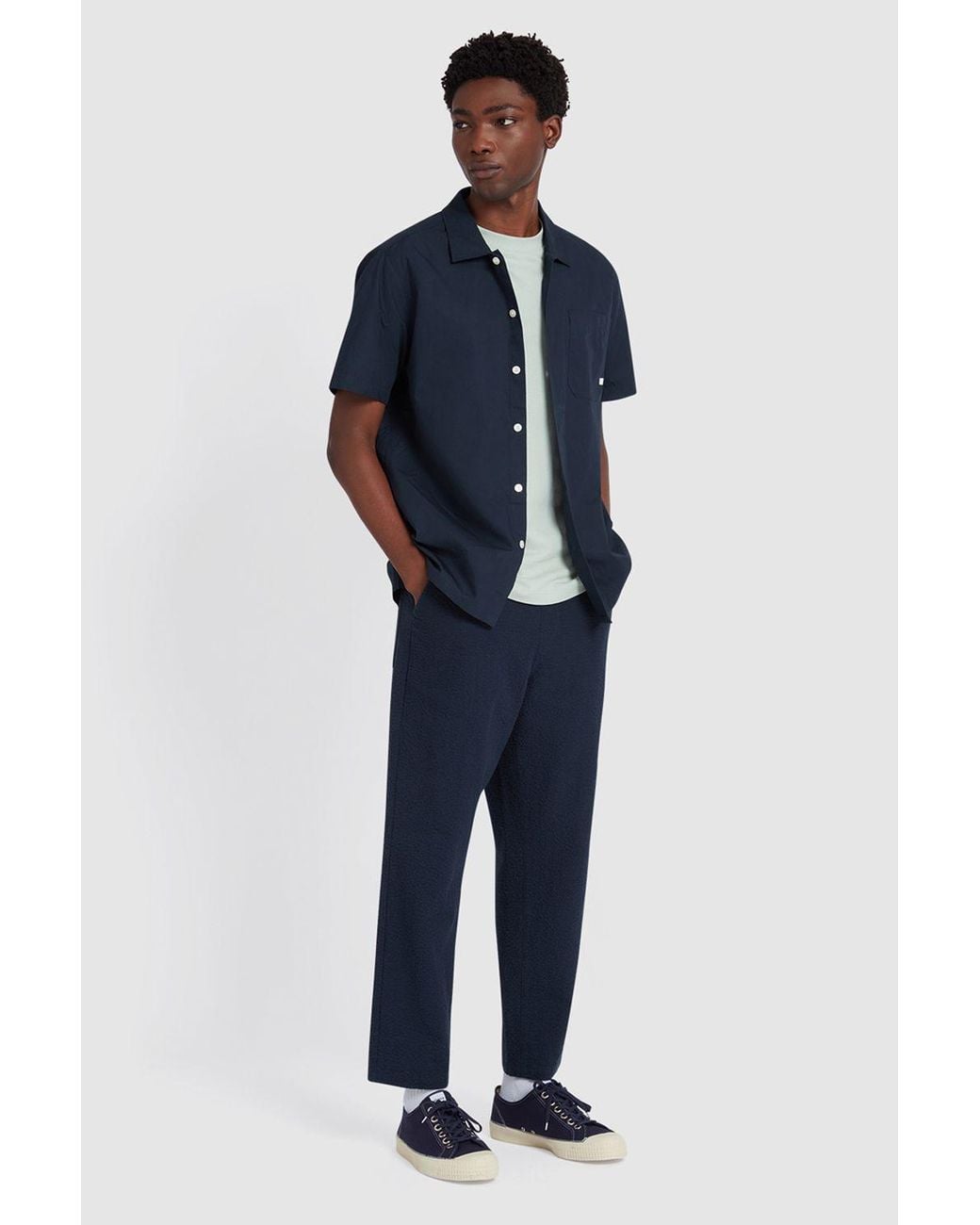 Farah Blue Ossie Short Sleeve Shirt Relaxed True for men