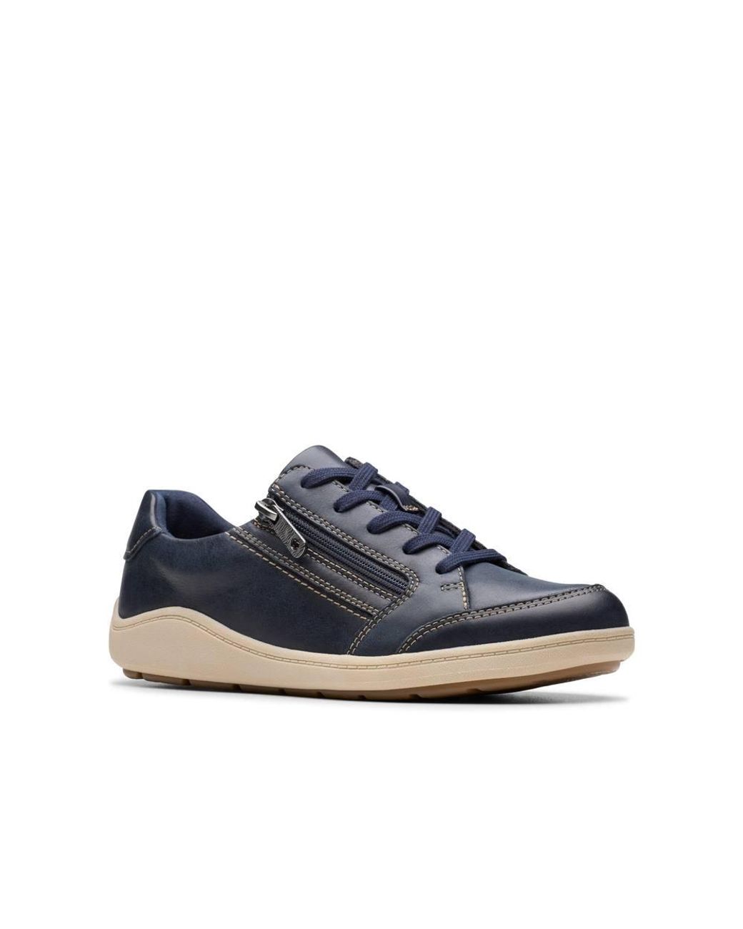 Clarks Blue Bryianne Bayla Leather Trainers