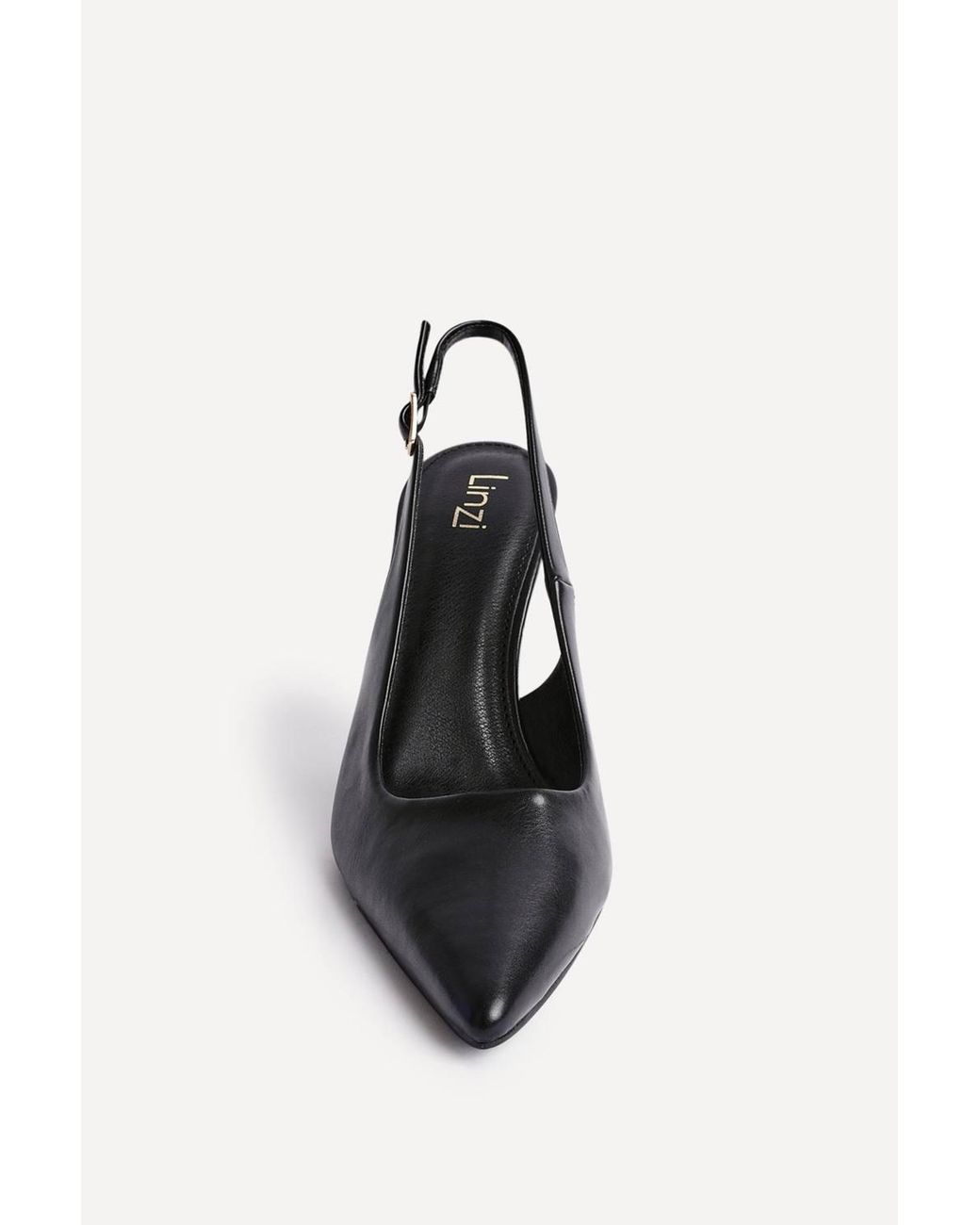 Linzi White Una Faux Leather Sling Back Court Heel