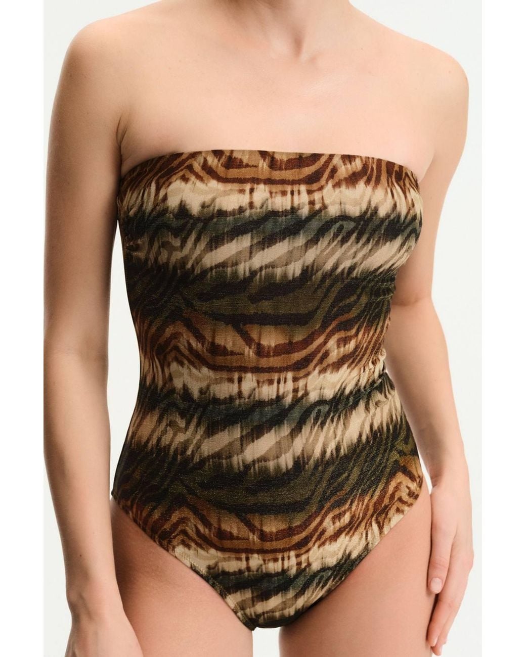 Penti Multicolor Cesira Strapless Zebra Pattern Shimmer Swimsuit