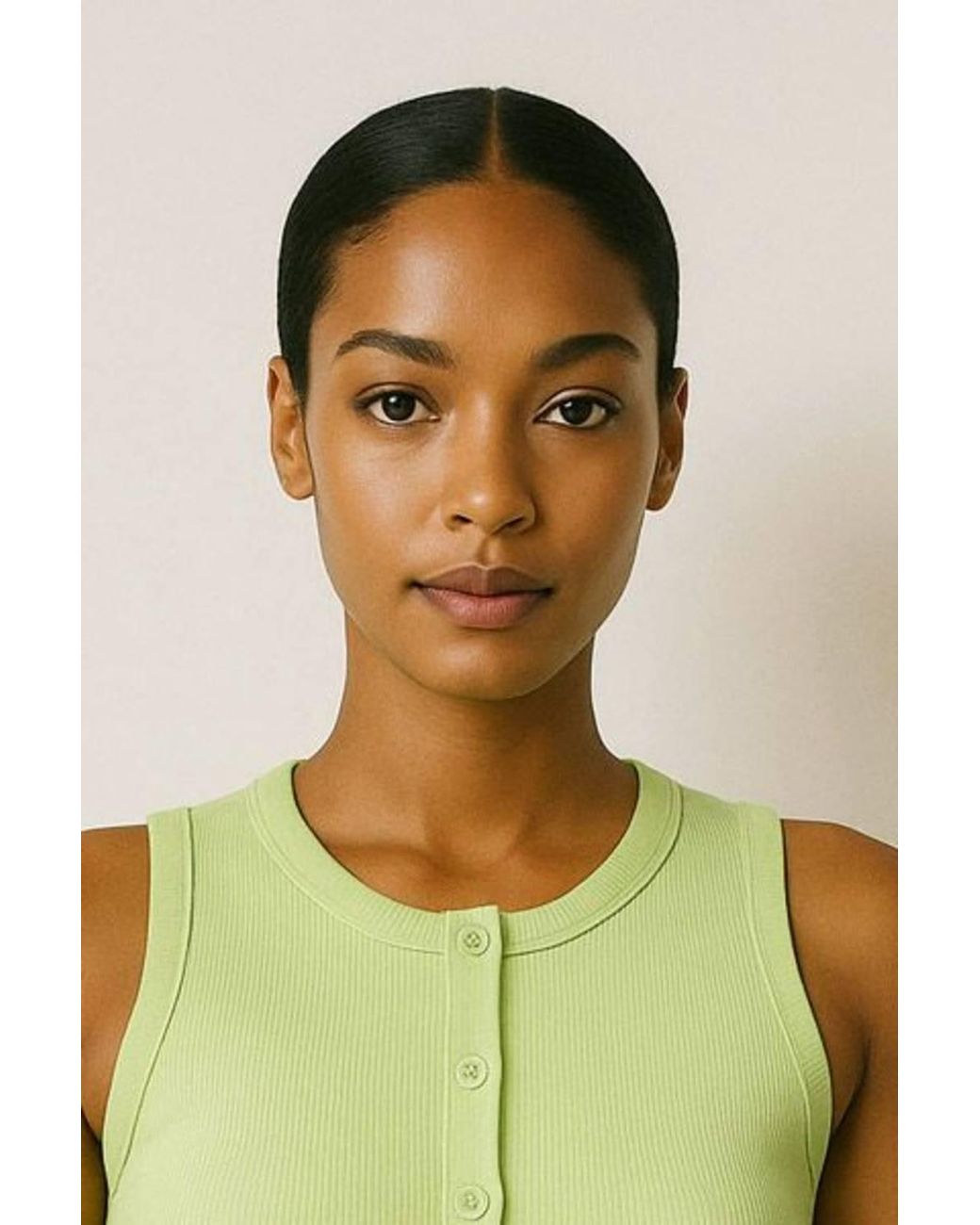 Stylewise Green Ribbed Button-Through Sleeveless Vest Top