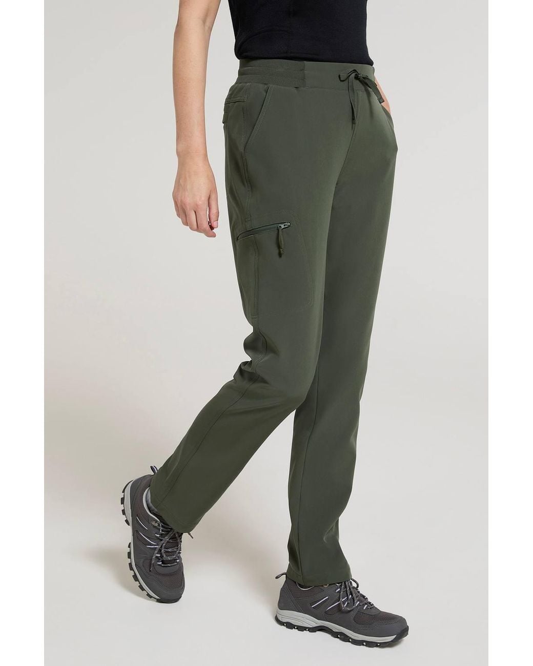 Mountain Warehouse Green 'Adventure' Water Resistant Stretchy Comfy Ribbed Waist Trousers