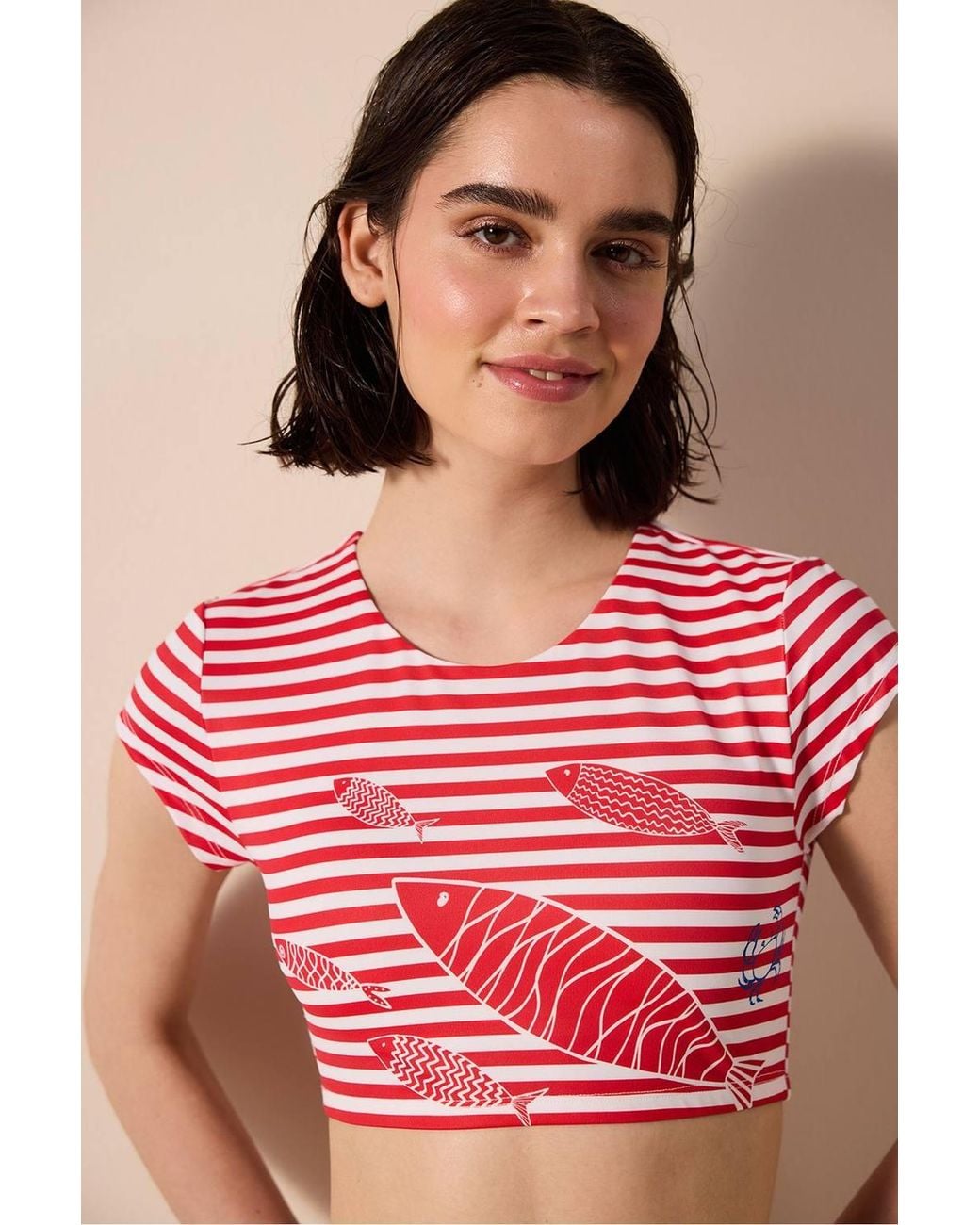 Penti Red Finy Striped Bikini Top