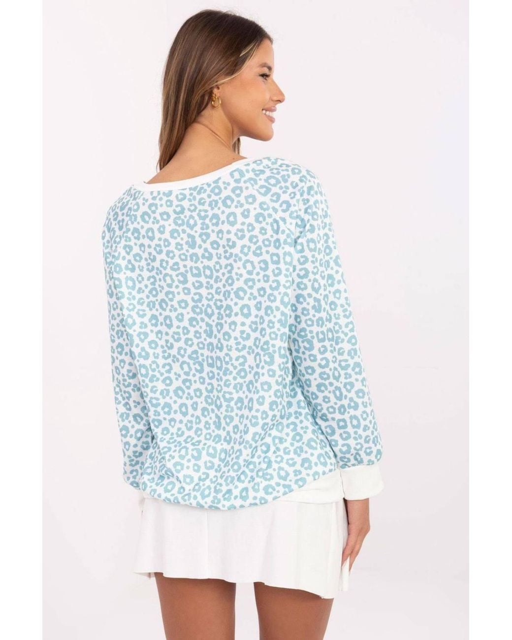 Love Lace Blue Spot Animal Print Casual Blouse