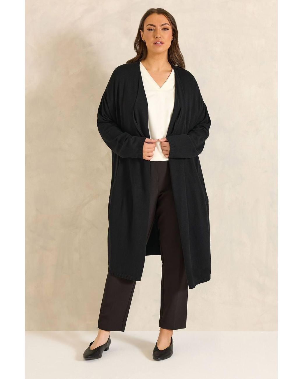 Evans Black Premium Waterfall Cardigan