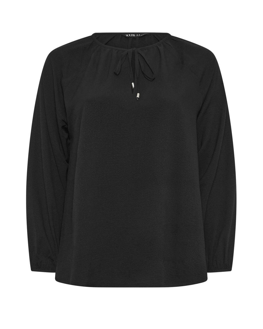 Yours Black Textured Long Sleeve Blouse