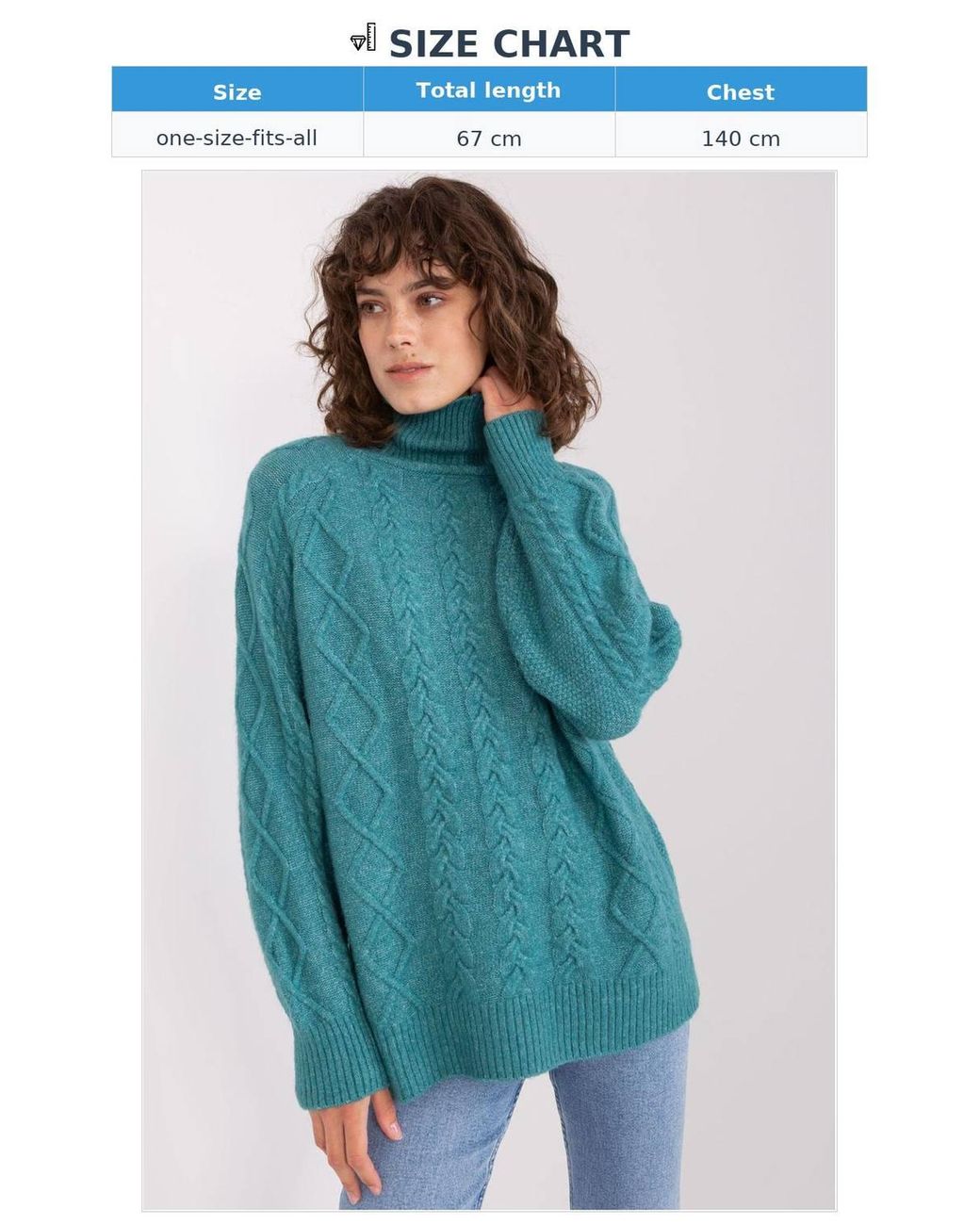 Love Lace Blue Plaid Turtleneck Acrylic Sweater Long Sleeve Style 189226
