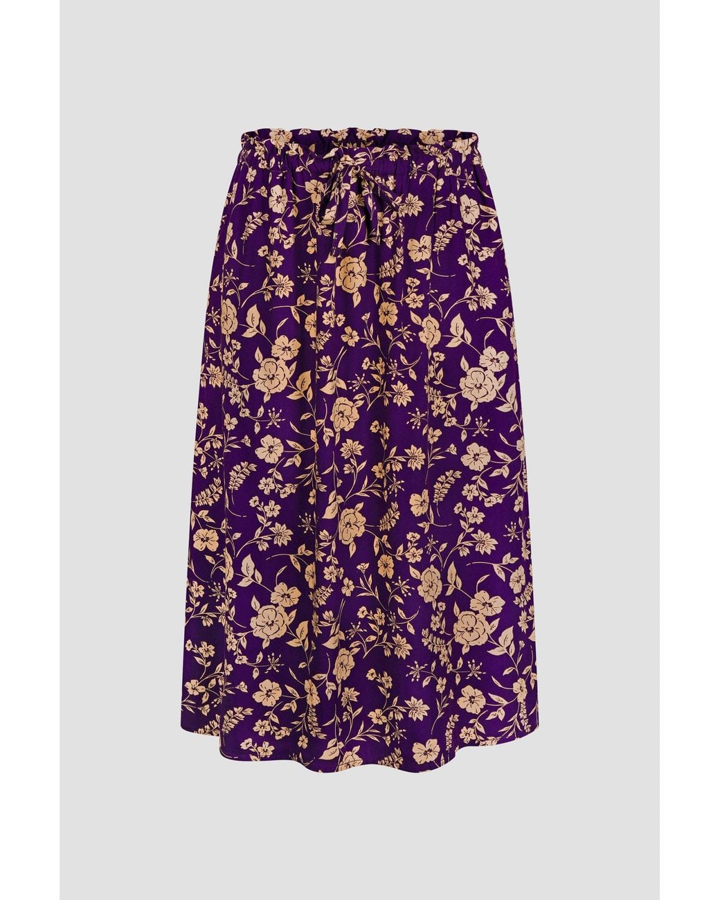 Enorsia Red Summer Flower Linen Midi Skirt