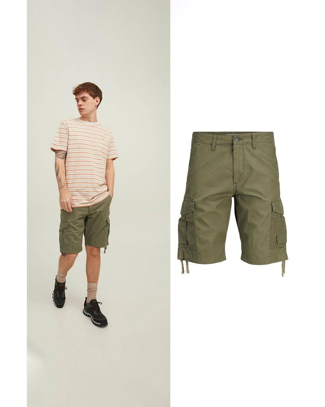 Jack & Jones Green Cargo Shorts Regular Fit Charlie Dave Night for men