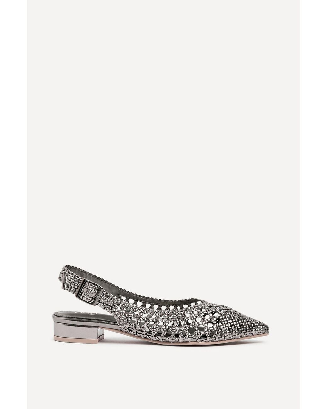 Linzi White Carolina Pewter Faux Leather Ballet Flats