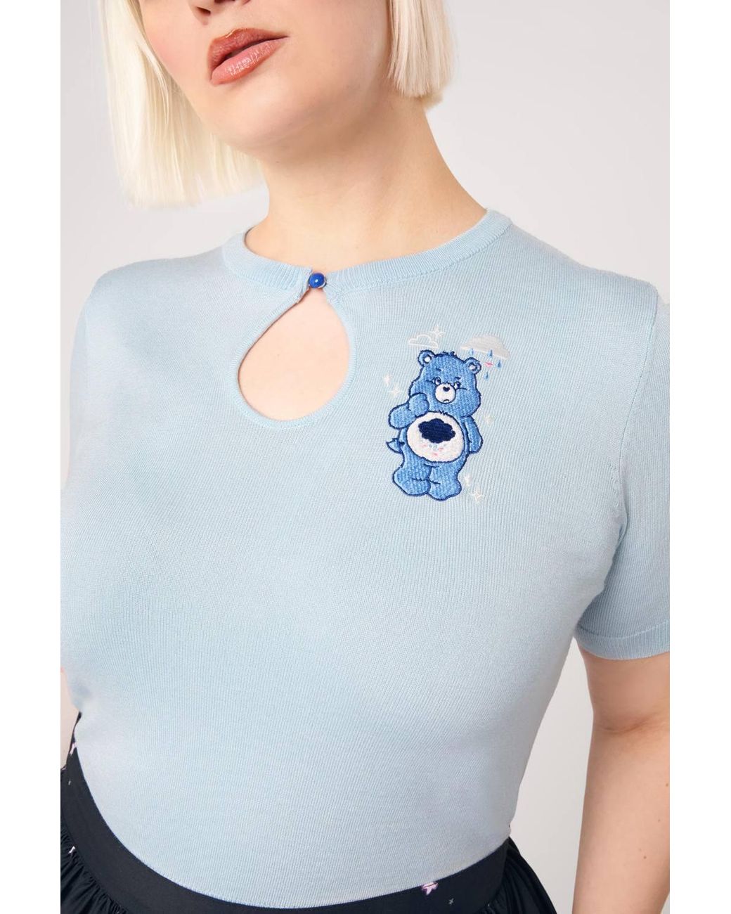 Hell Bunny White Grumpy Bear Care Bears Knitted Top With Embroidery