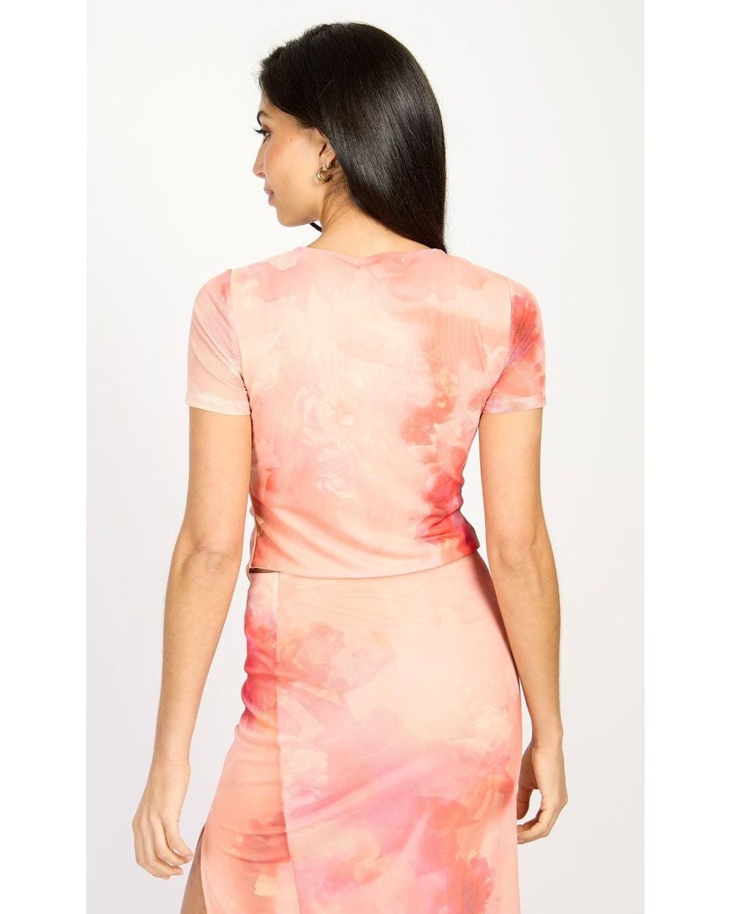 Little Mistress Pink Print Textured Top