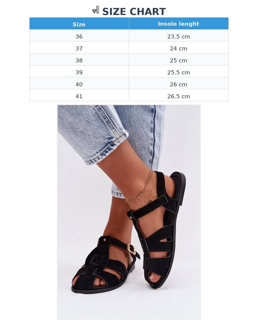 Love Lace Black Roman Flat Suede Sandals With Adjustable Buckle Strap