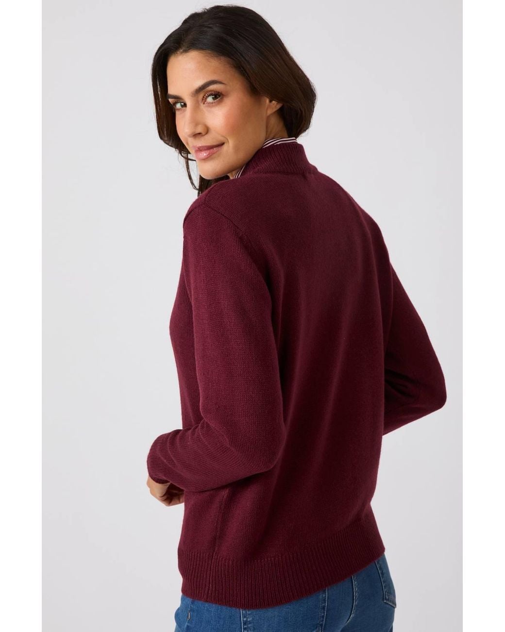 DAMART Red Button Neck Knitted Jumper