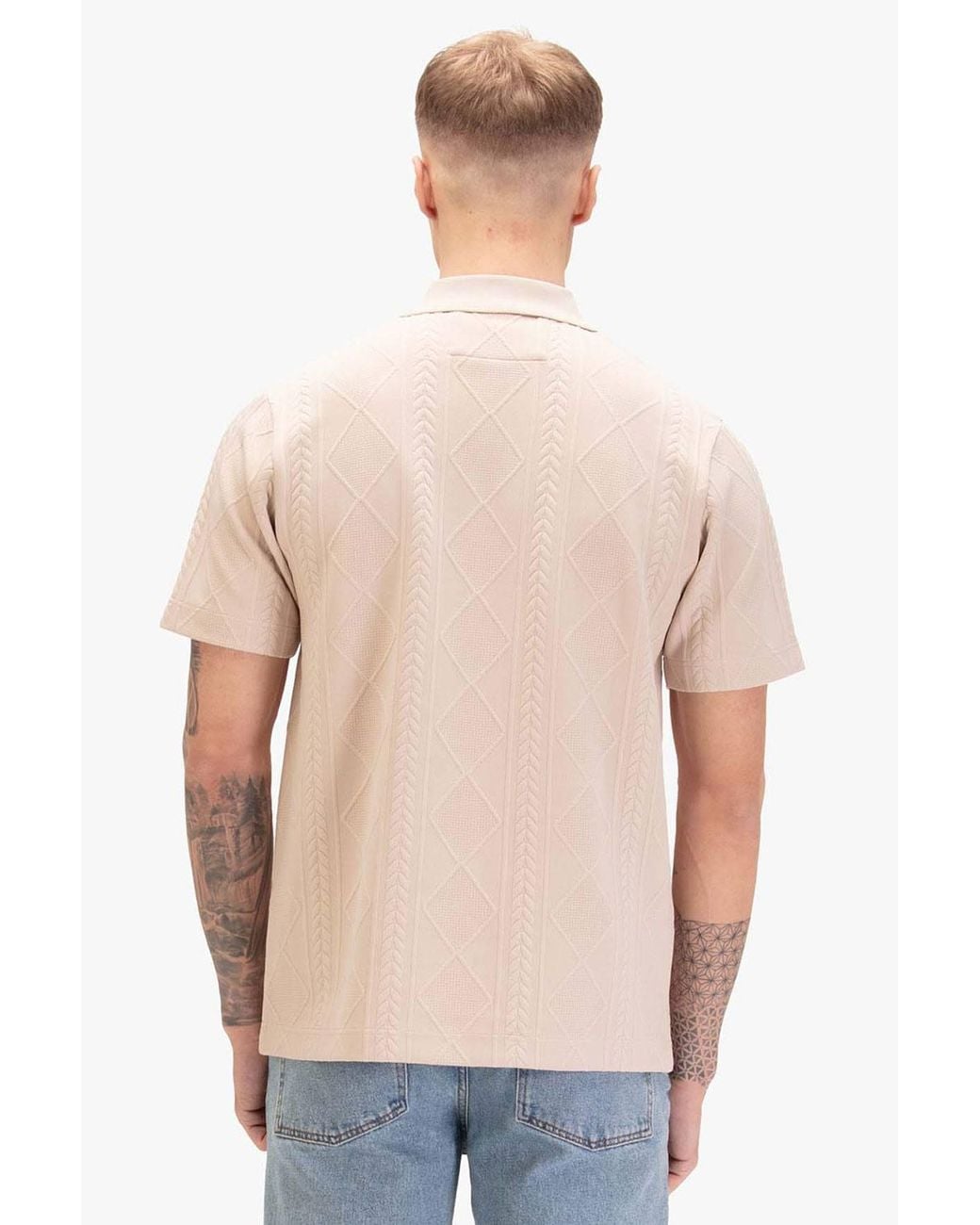 Luke 1977 Natural La Fe Textured Knit Polo for men