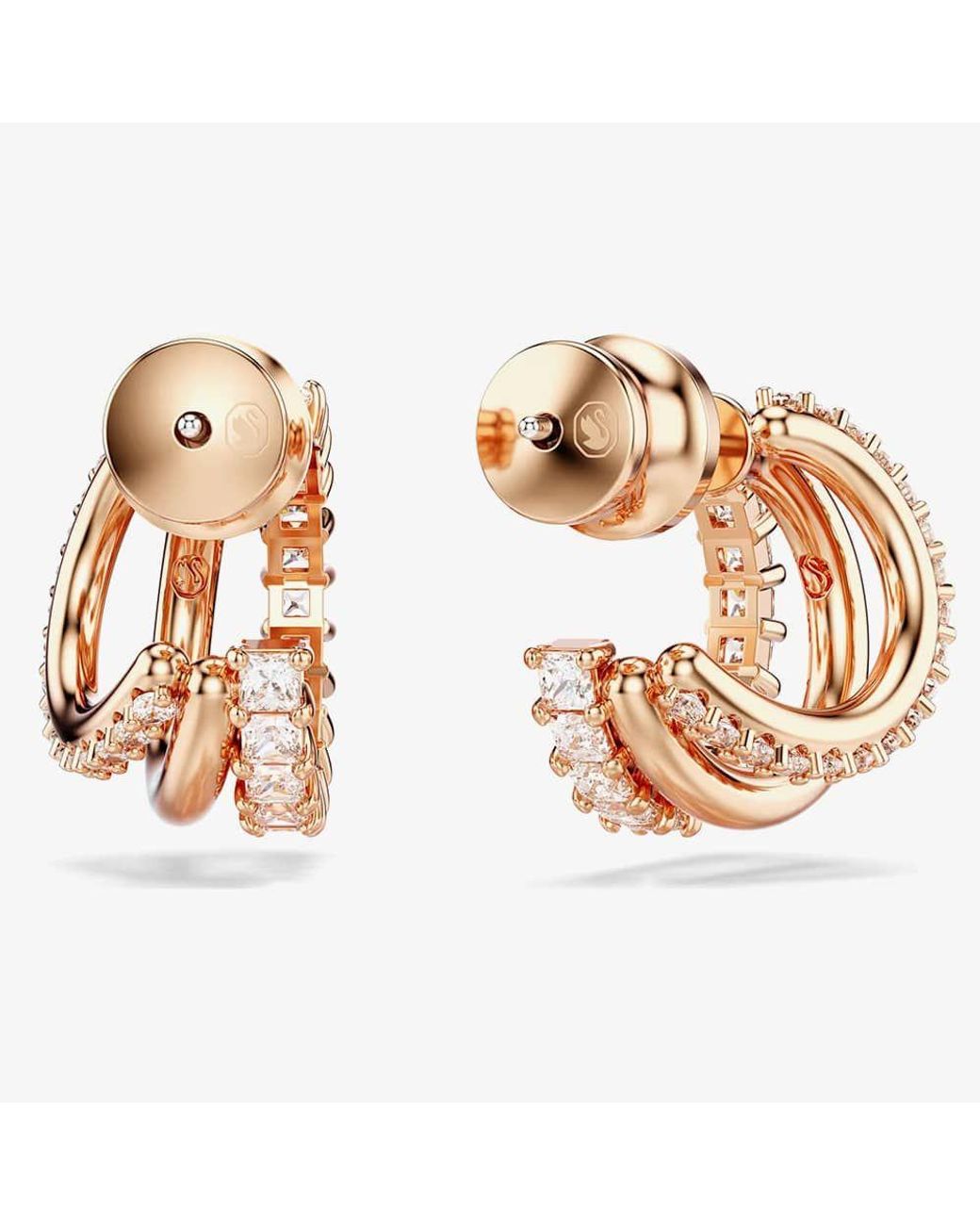 Swarovski Metallic Hyperbola Rose Tone Plated Mini Half Hoop Earrings 5698702