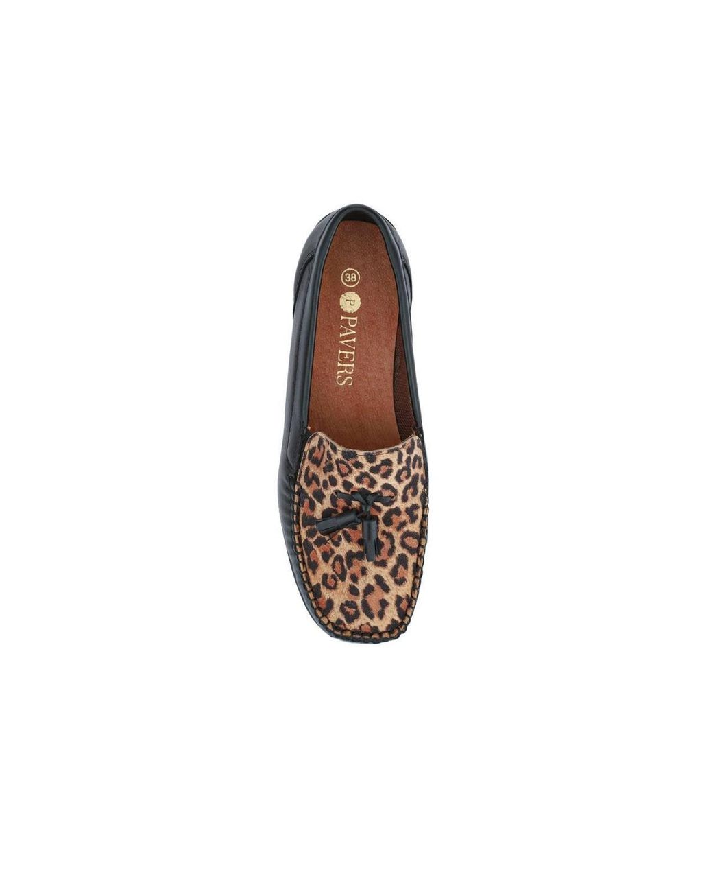 Pavers Black Embroided Panel Leather Loafers