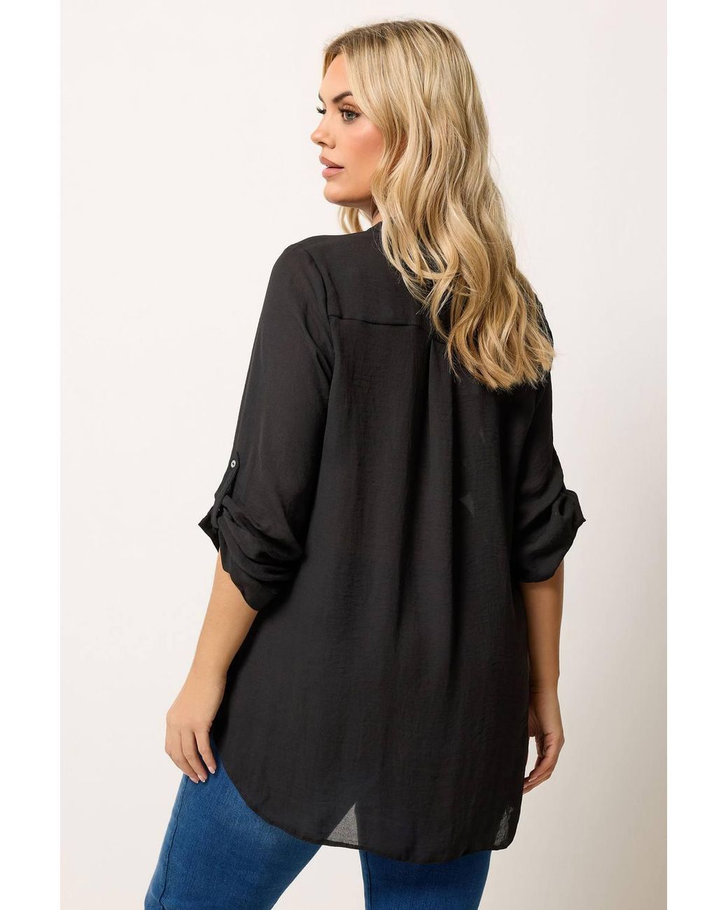 Yours Black Half Placket Shirt