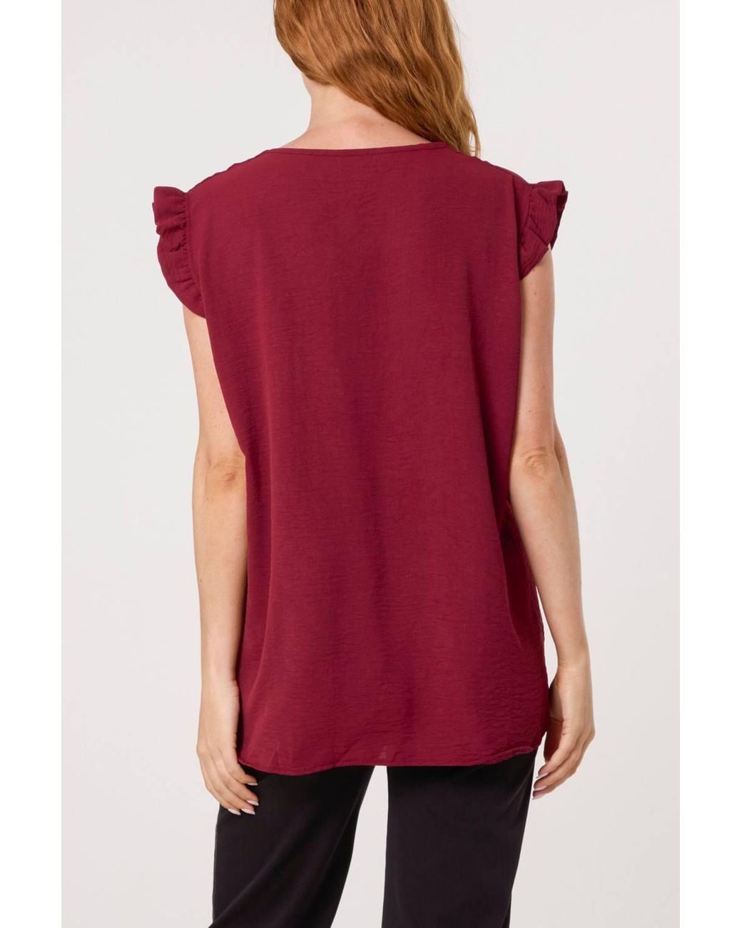 Blue Vanilla Red Long Sleeve V-Neck Blouse