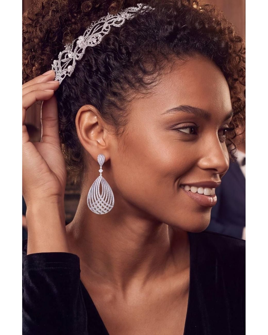 Latelita London White Vortex Teardrop Earrings Light Aquamarine