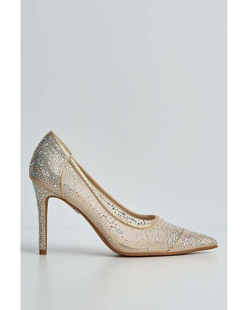 Miss Diva White Jasmine Mesh Detail Gemstone Embellished Court Shoes